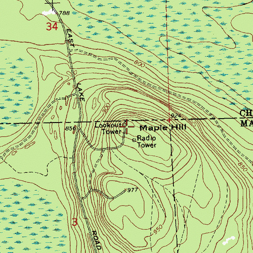 Topographic Map of Maple Hill, MI
