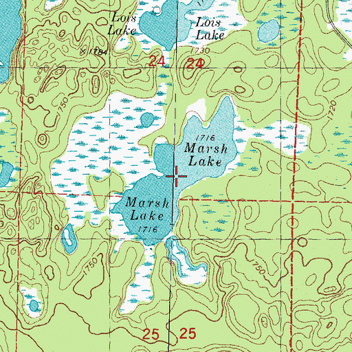 Topographic Map of Marsh Lake, MI