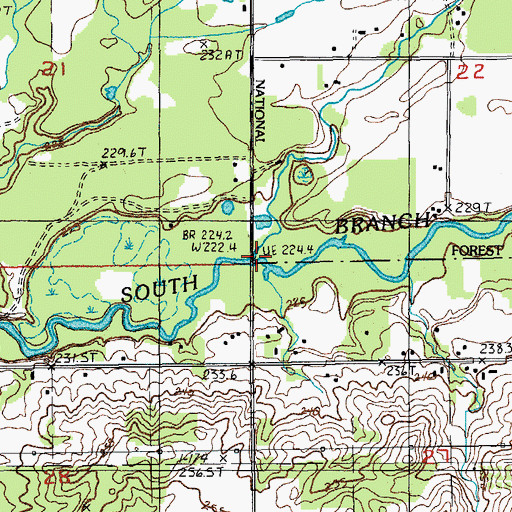 Topographic Map of Martin Creek, MI