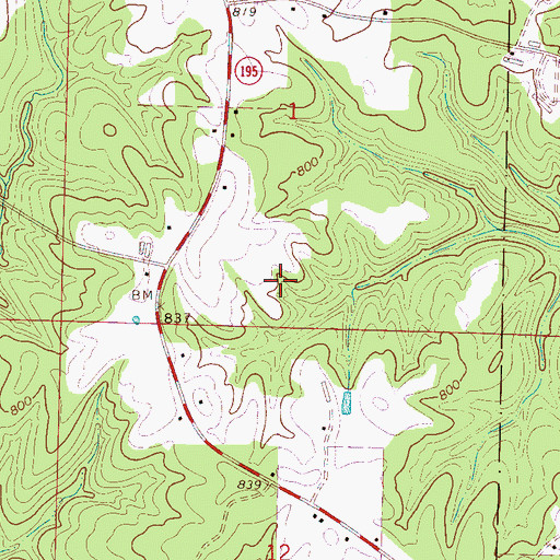 Topographic Map of Blue Springs School (historical), AL