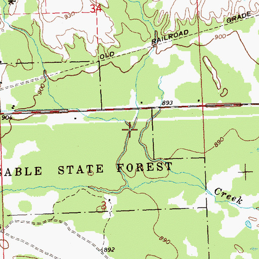 Topographic Map of Mayhue Creek, MI