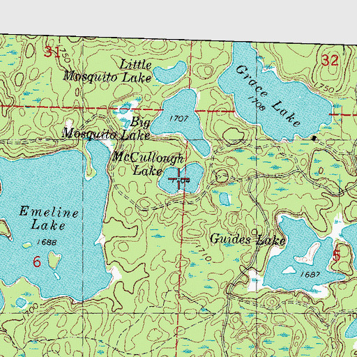 Topographic Map of McCullough Lake, MI