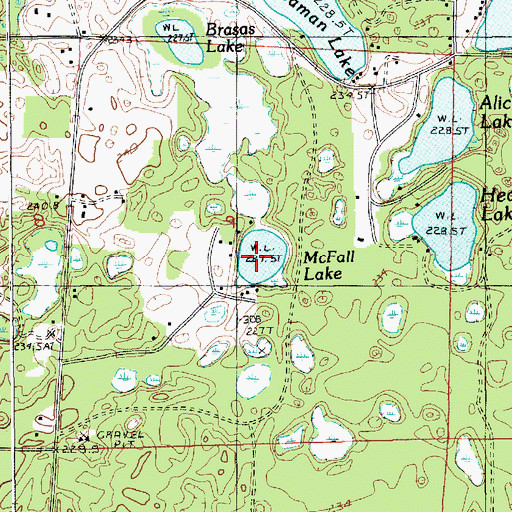 Topographic Map of McFall Lake, MI