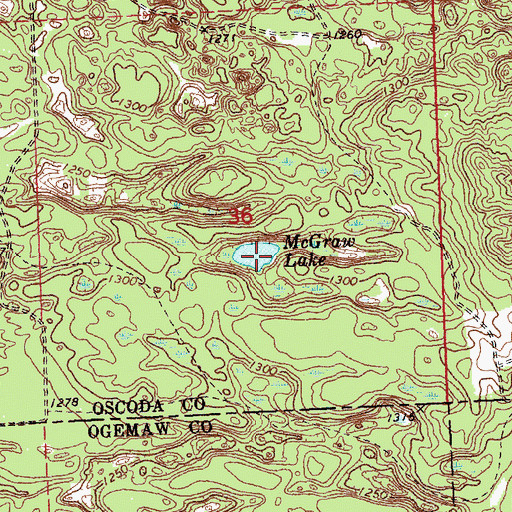 Topographic Map of McGraw Lake, MI