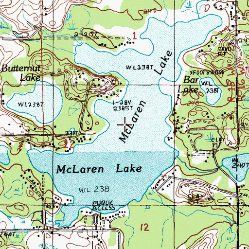 Topographic Map of McLaren Lake, MI