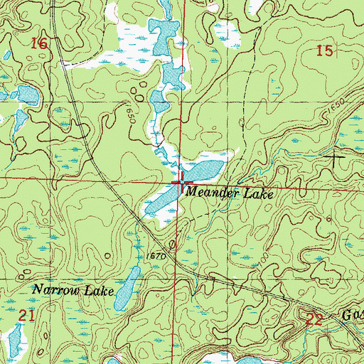 Topographic Map of Meander Lake, MI