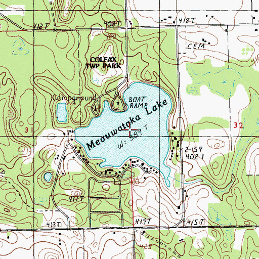 Topographic Map of Meauwataka Lake, MI