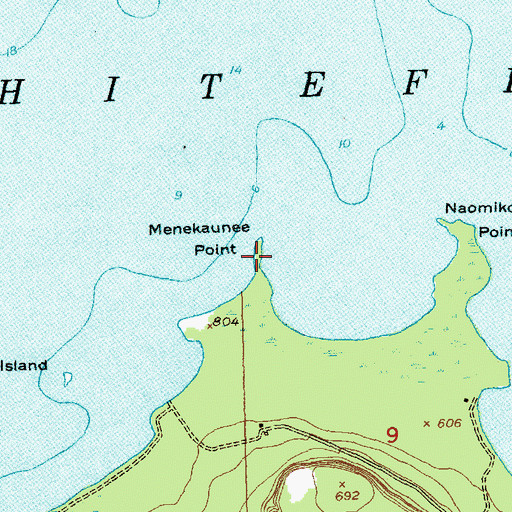 Topographic Map of Menekaunee Point, MI