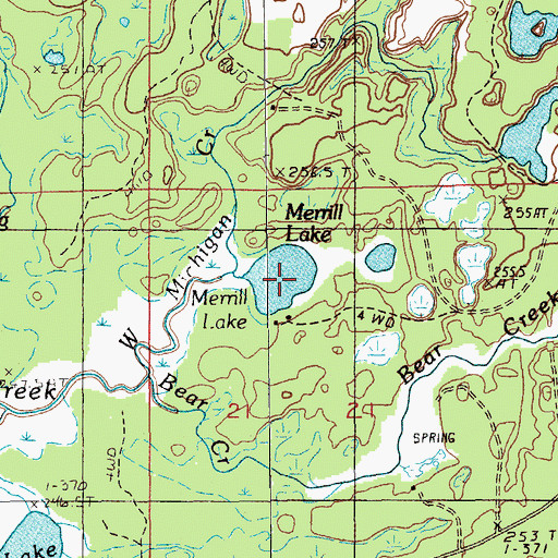 Topographic Map of Merrill Lake, MI
