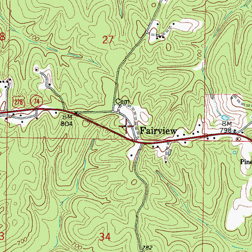 Topographic Map of Fairview Church, AL