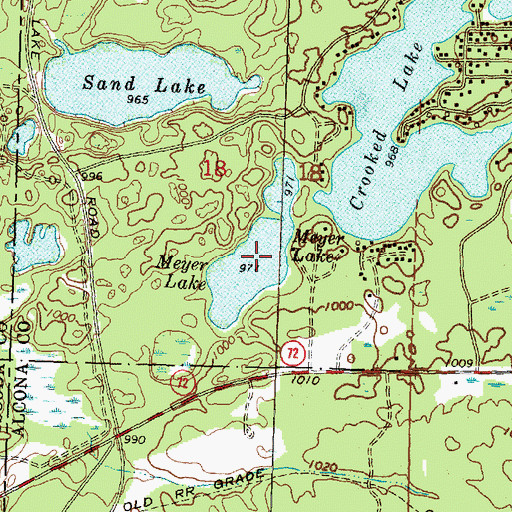 Topographic Map of Meyer Lake, MI