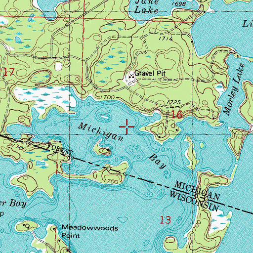 Topographic Map of Michigan Bay, MI