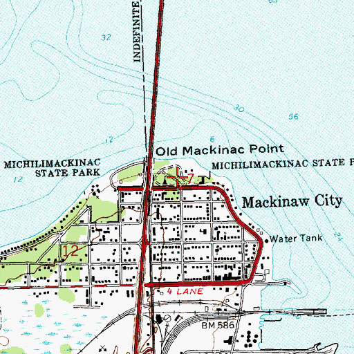 Topographic Map of Michilimackinac State Park, MI