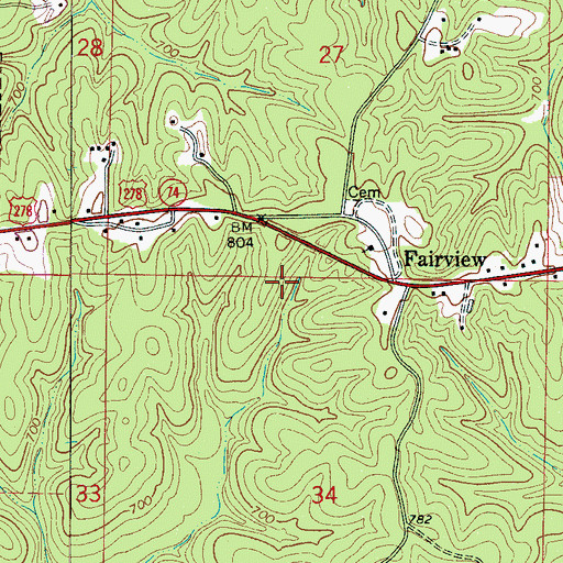 Topographic Map of Fairview Work Center, AL