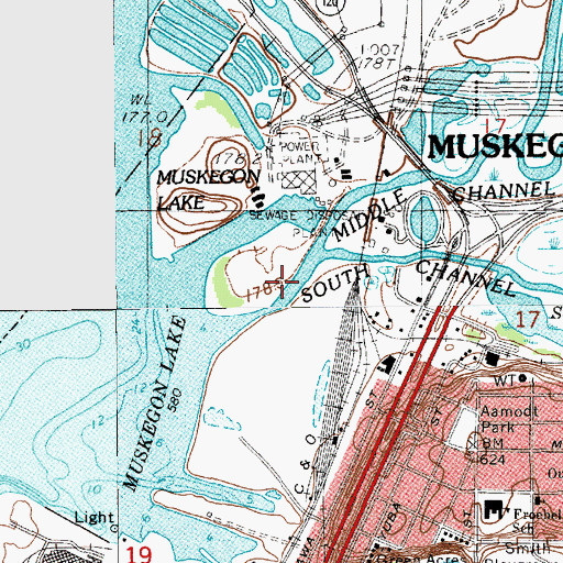 Topographic Map of Middle Channel Muskegon River, MI