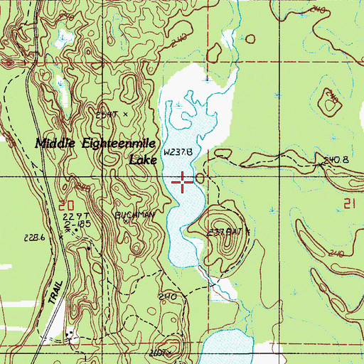 Topographic Map of Middle Eighteenmile Lake, MI