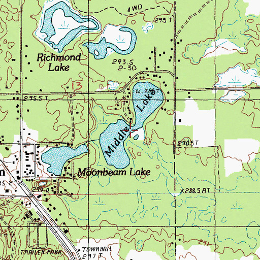 Topographic Map of Middle Lake, MI
