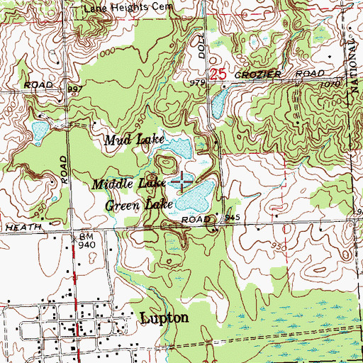 Topographic Map of Middle Lake, MI