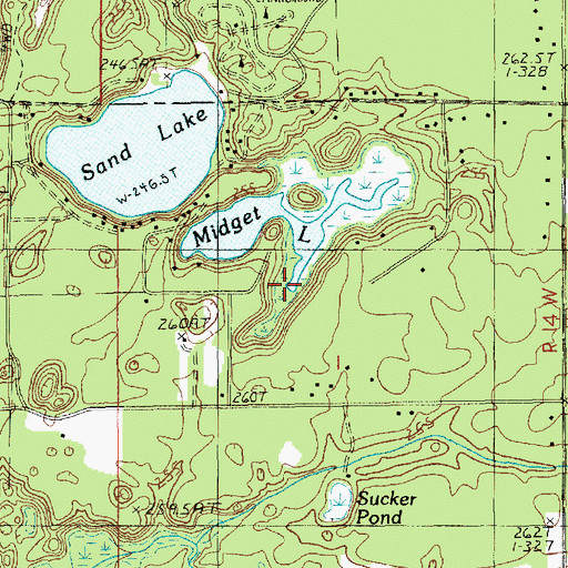Topographic Map of Midget Lake, MI
