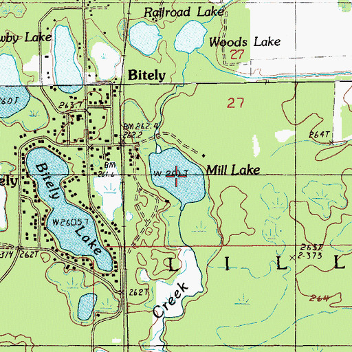 Topographic Map of Mill Lake, MI