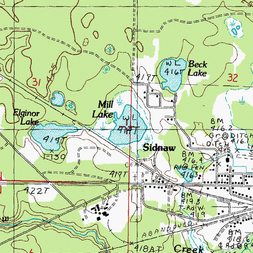 Topographic Map of Mill Lake, MI