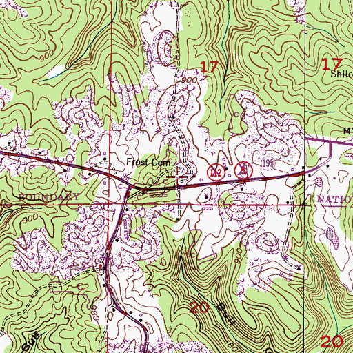 Topographic Map of Frost Chapel Church, AL