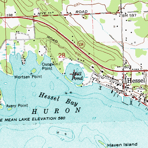 Topographic Map of Mill Pond, MI