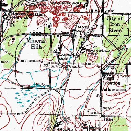 Topographic Map of Minckler Mine, MI
