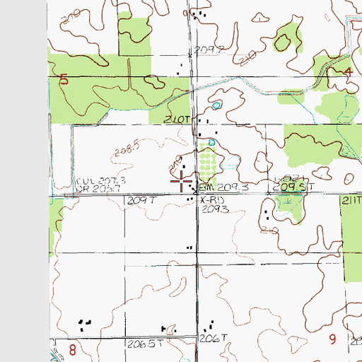 Topographic Map of Minega School, MI