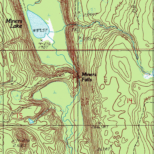 Topographic Map of Miners Falls, MI
