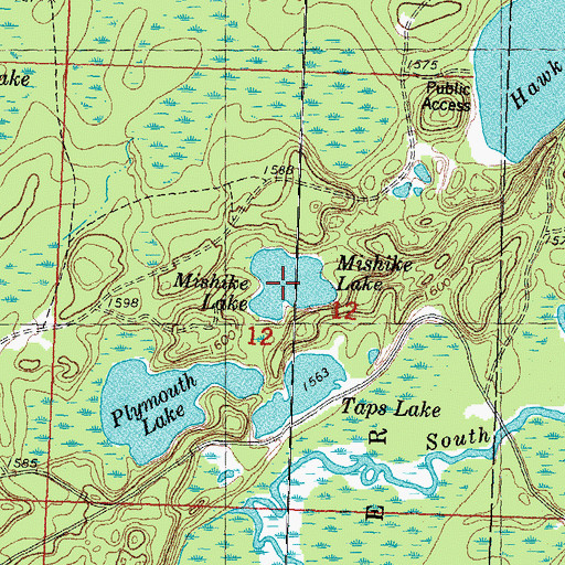 Topographic Map of Mishike Lake, MI