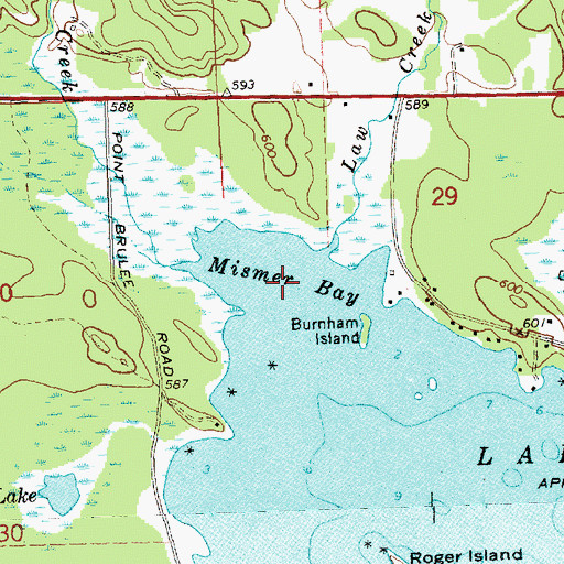 Topographic Map of Mismer Bay, MI