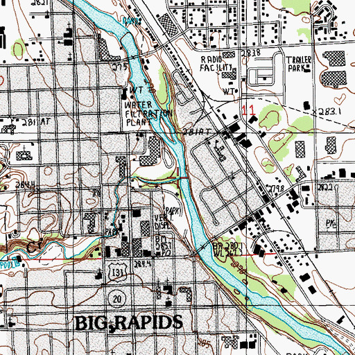 Topographic Map of Mitchell Creek, MI