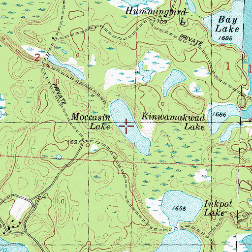 Topographic Map of Moccasin Lake, MI