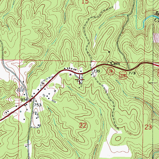 Topographic Map of Houston Church, AL
