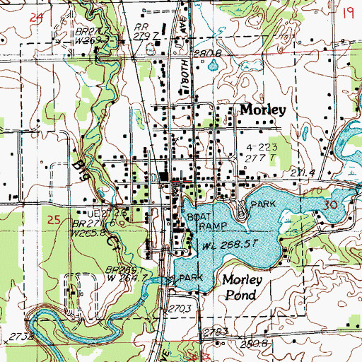 Topographic Map of Morley, MI