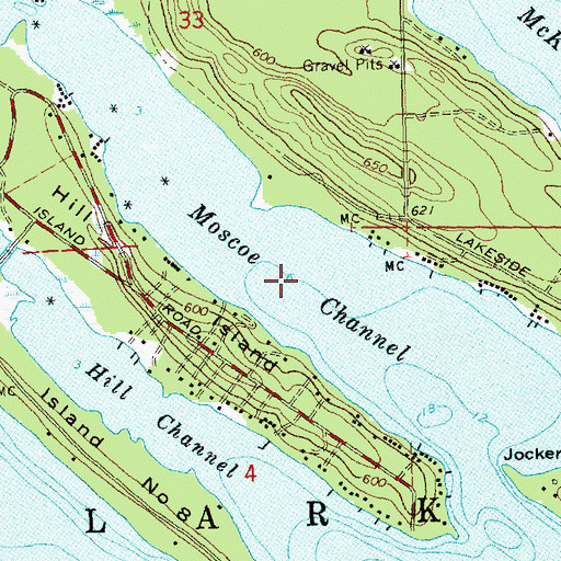 Topographic Map of Moscoe Channel, MI