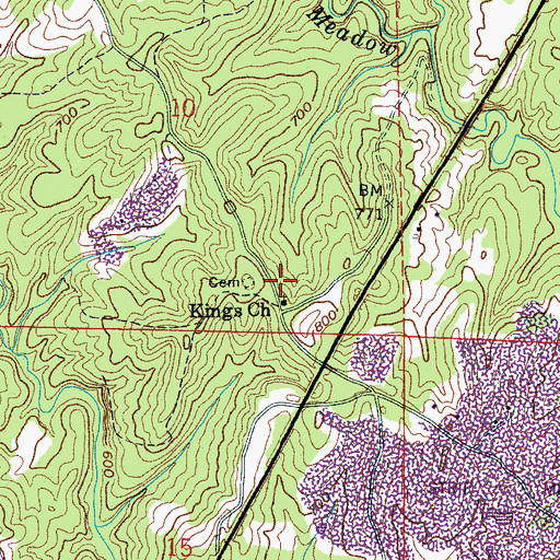 Topographic Map of Kings School (historical), AL