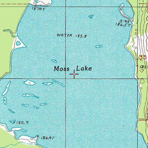 Topographic Map of Moss Lake, MI