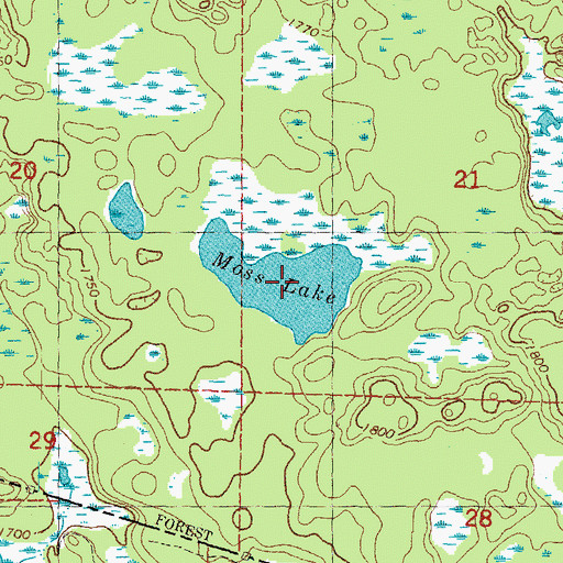 Topographic Map of Moss Lake, MI