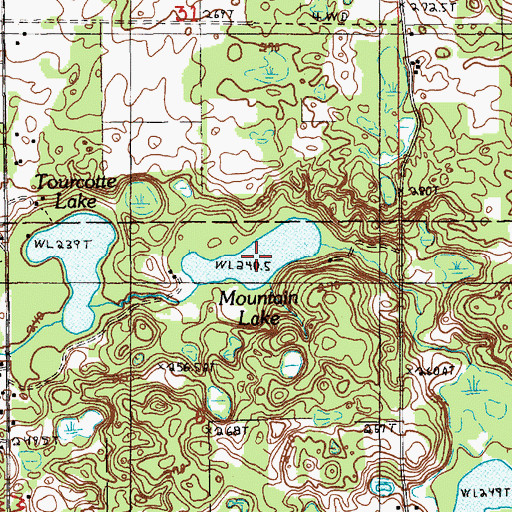 Topographic Map of Mountain Lake, MI
