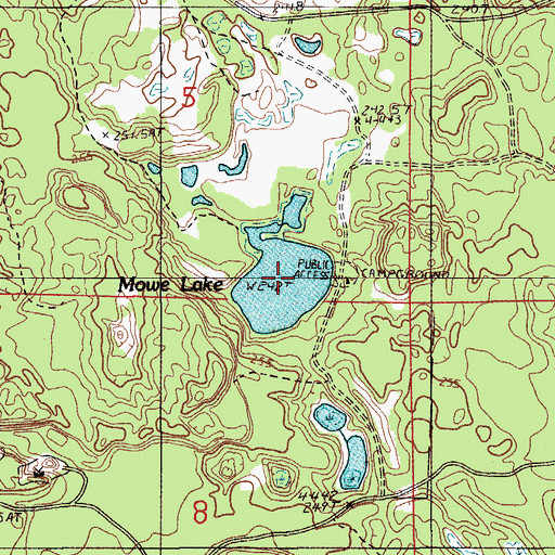 Topographic Map of Mowe Lake, MI