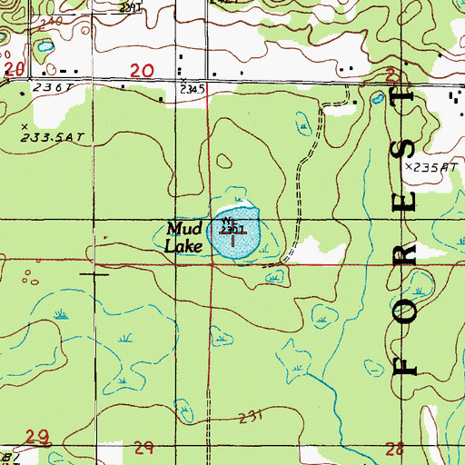 Topographic Map of Mud Lake, MI