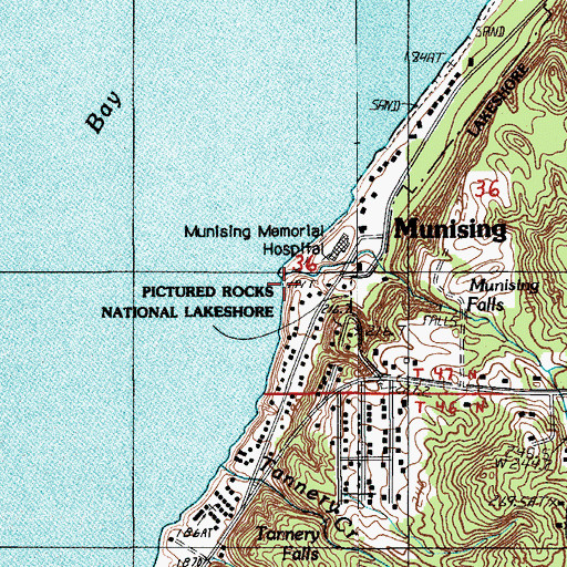 Topographic Map of Munising Falls Creek, MI
