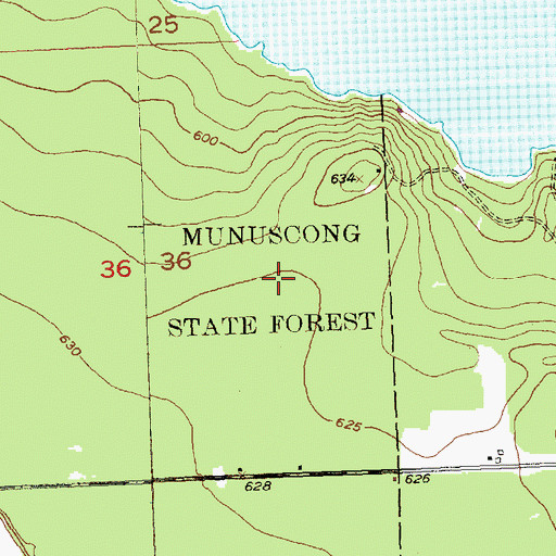 Topographic Map of Munuscong State Forest, MI