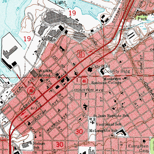 Topographic Map of Muskegon, MI