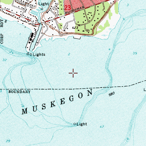 Topographic Map of Muskegon Lake, MI