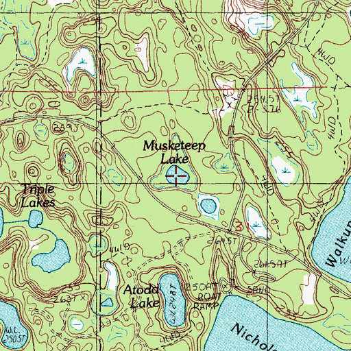 Topographic Map of Musketeep Lake, MI