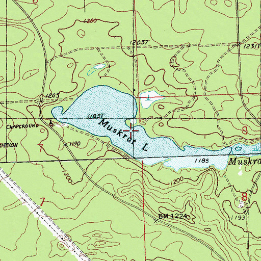 Topographic Map of Muskrat Lake, MI