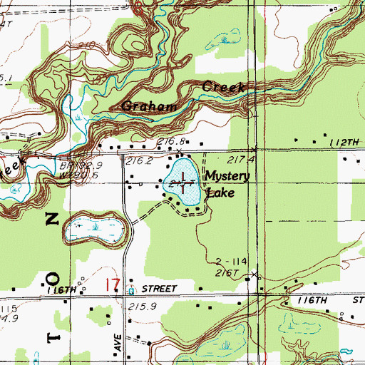 Topographic Map of Mystery Lake, MI